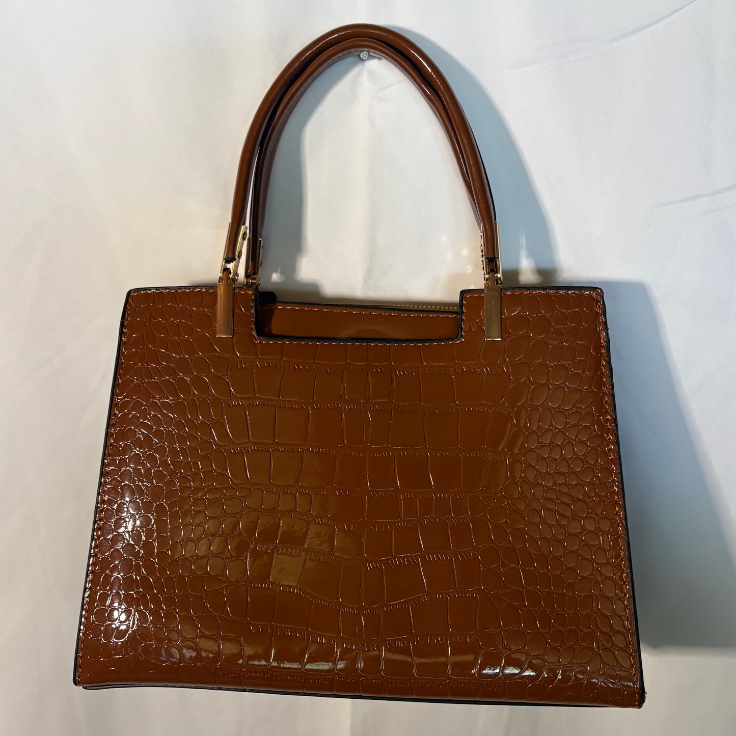 Faux Leather Satchel: Brown