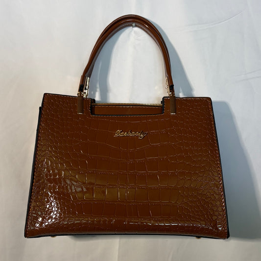 Faux Leather Satchel: Brown